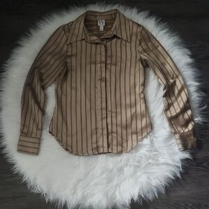 Worthington Gold Striped Button Down Shirt